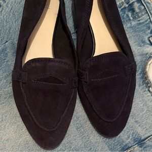 Zara Women's Navy Suede Loafers (size:37)